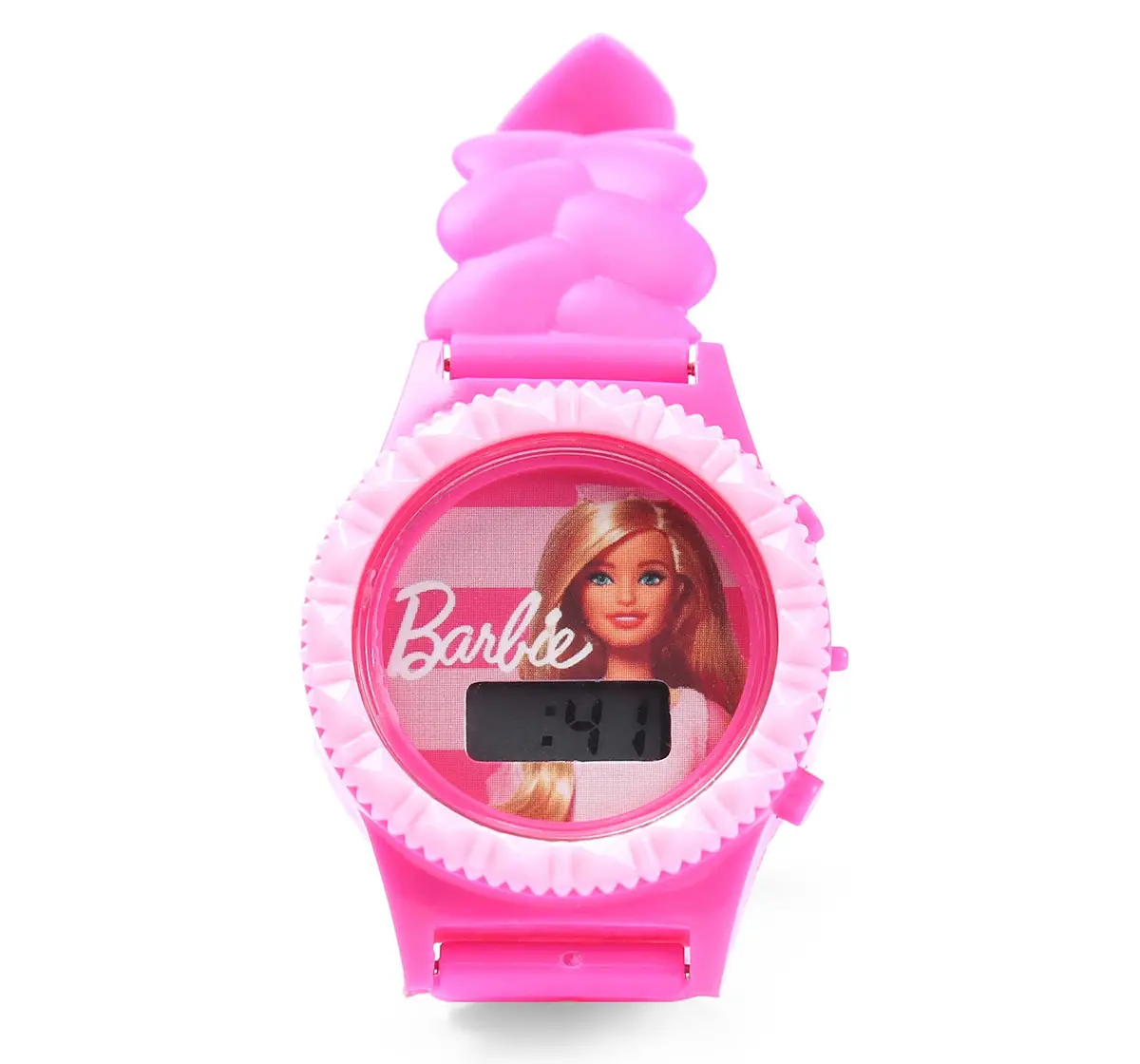 Striders Barbie Kids' Watch With Glitter Design, Digital Display & Adjustable Strap, Pink, 3Y+