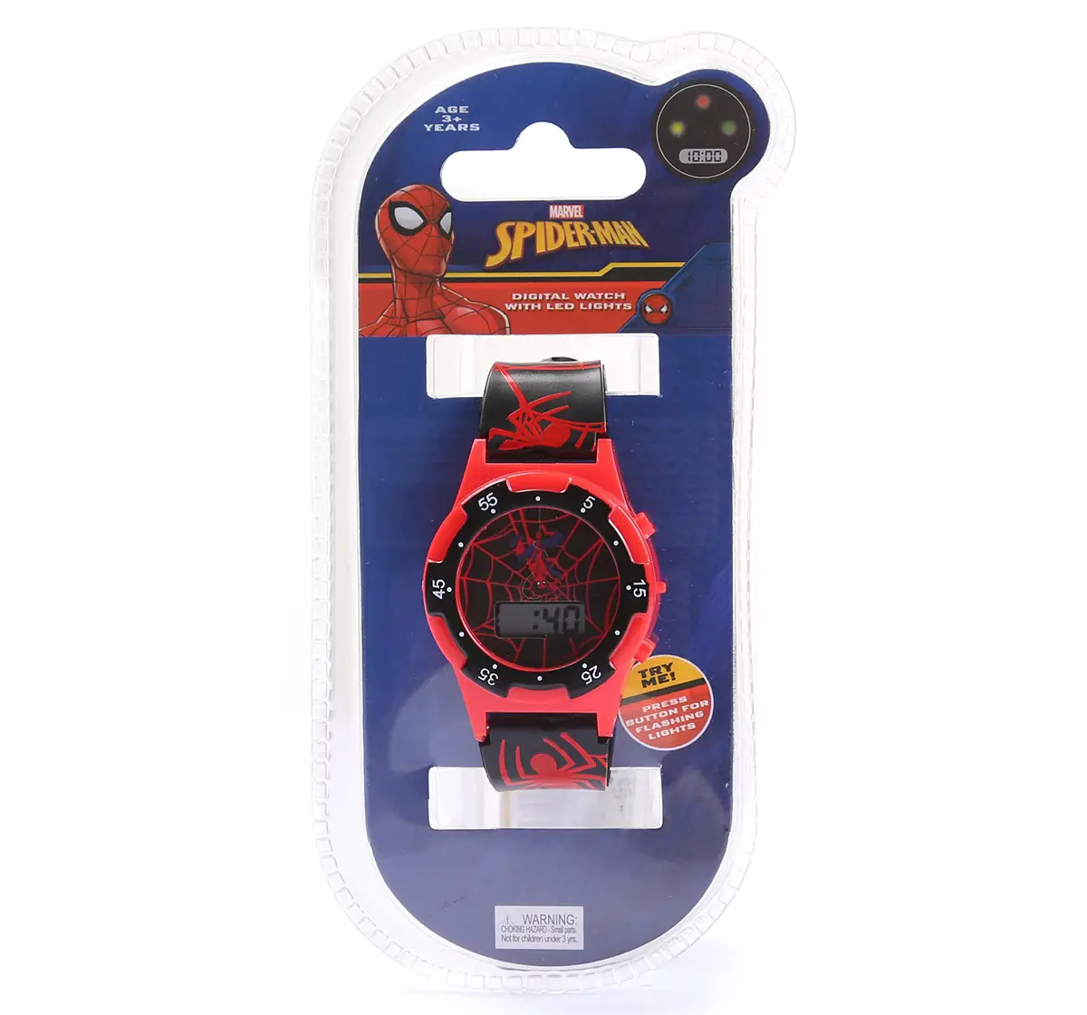 Striders Spiderman Kids' Waterproof Watch With Led Display, 3Y+