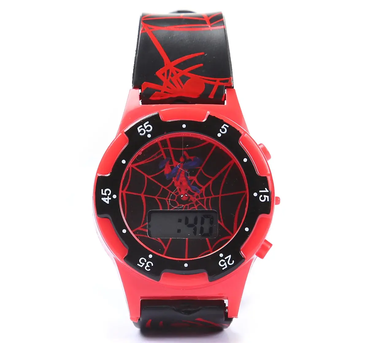 Striders Spiderman Kids' Waterproof Watch With Led Display, 3Y+