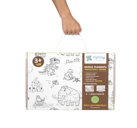 PepPlay Doodle Placemats Prehistoric Series For Kids of Age 3Y+, Multicolour