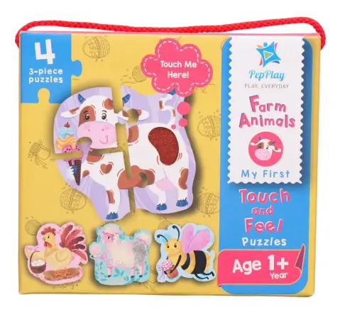 PepPlay My First Touch & Feel Puzzles Farm Animals For Kids of Age 12M+, Multicolour