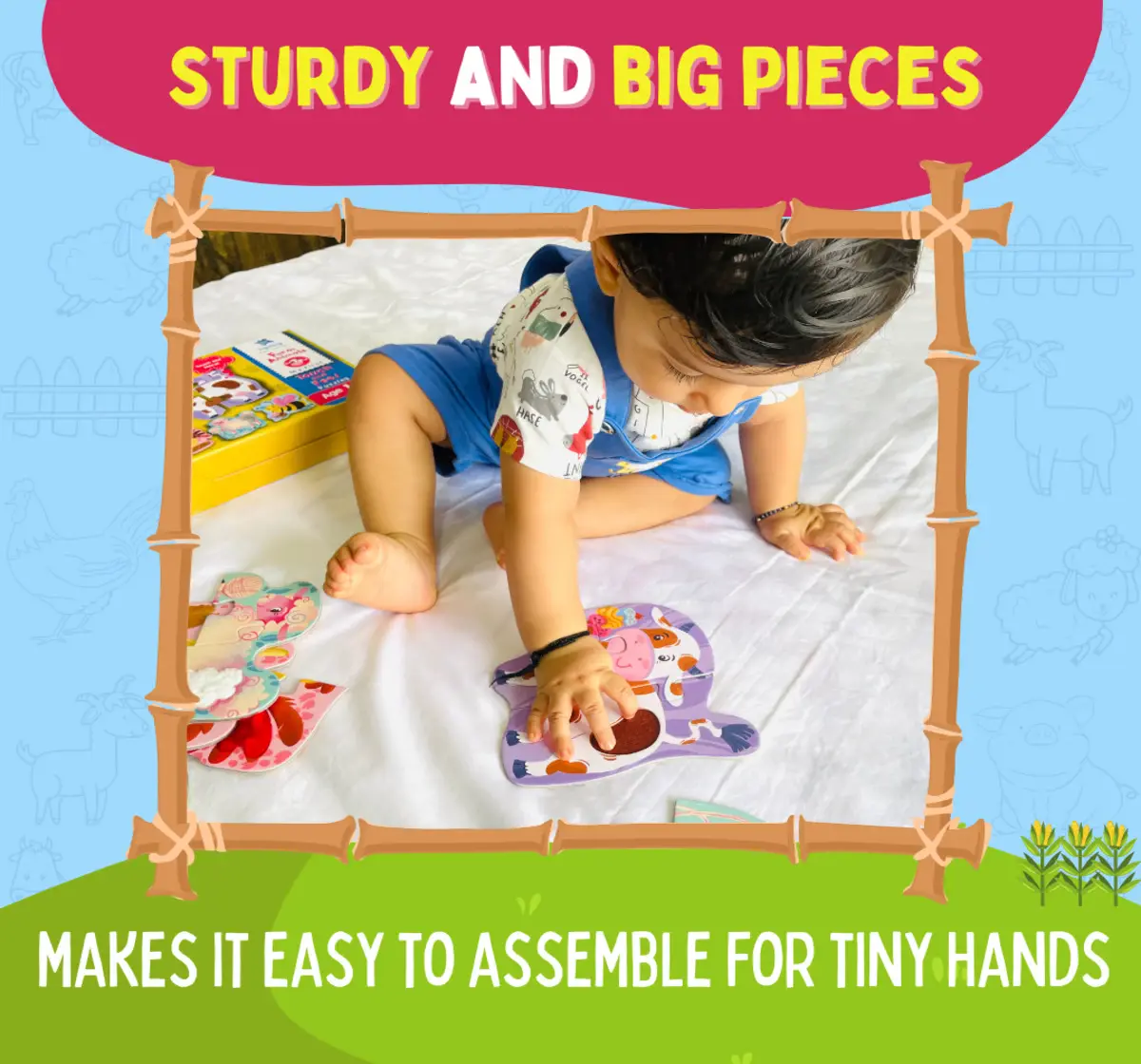 PepPlay My First Touch & Feel Puzzles Farm Animals For Kids of Age 12M+, Multicolour