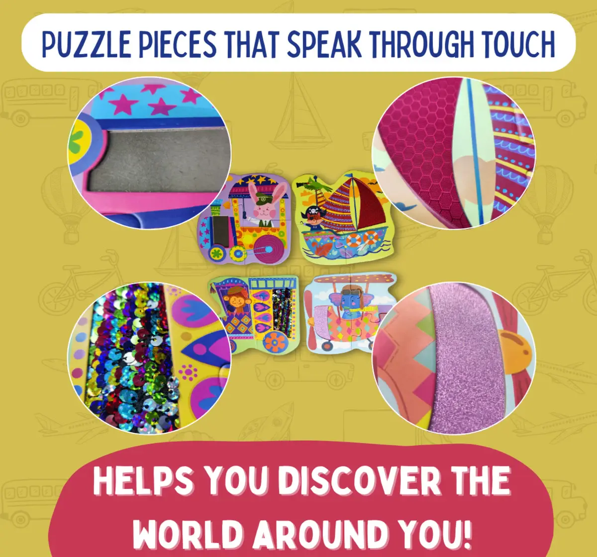 PepPlay My First Touch & Feel Puzzles Colourful Vehicles For Kids of Age 12M+, Multicolour