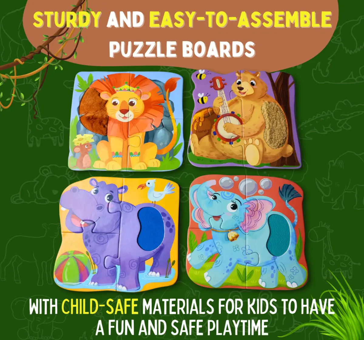 PepPlay My First Touch & Feel Puzzles Wild Animals For Kids of Age 12M+, Multicolour
