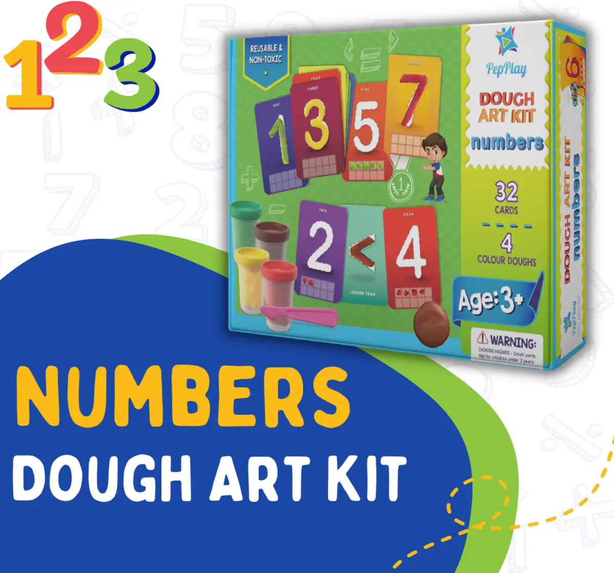 PepPlay Dough Art Kit Numbers For Kids of Age 3Y+, Multicolour