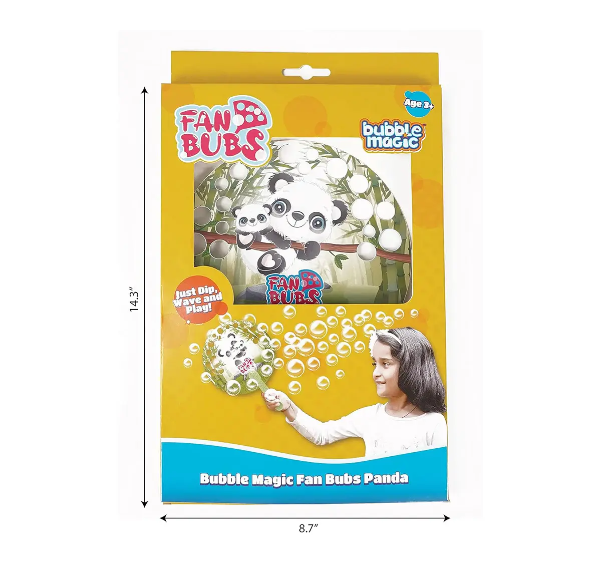 Bubble Magic Fan Bubs Panda Bubble Solution For Kids of Age 3Y+, Multicolour