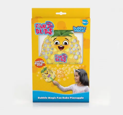 Bubble Magic Fan Bubs Pineapple Bubble Solution For Kids of Age 3Y+, Multicolour