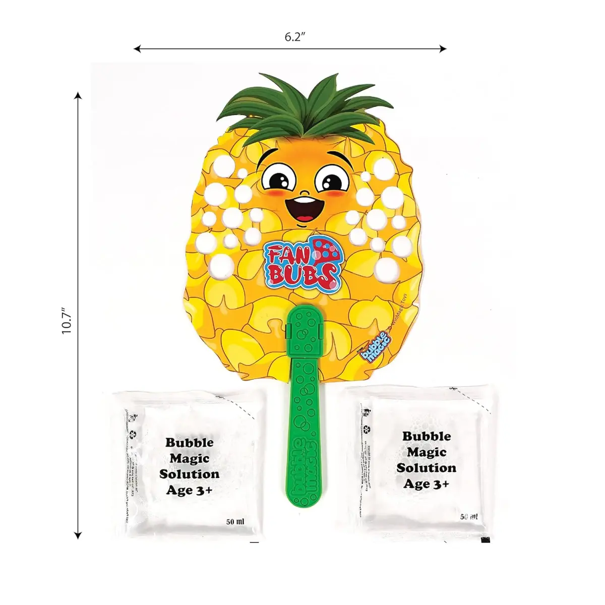 Bubble Magic Fan Bubs Pineapple Bubble Solution For Kids of Age 3Y+, Multicolour