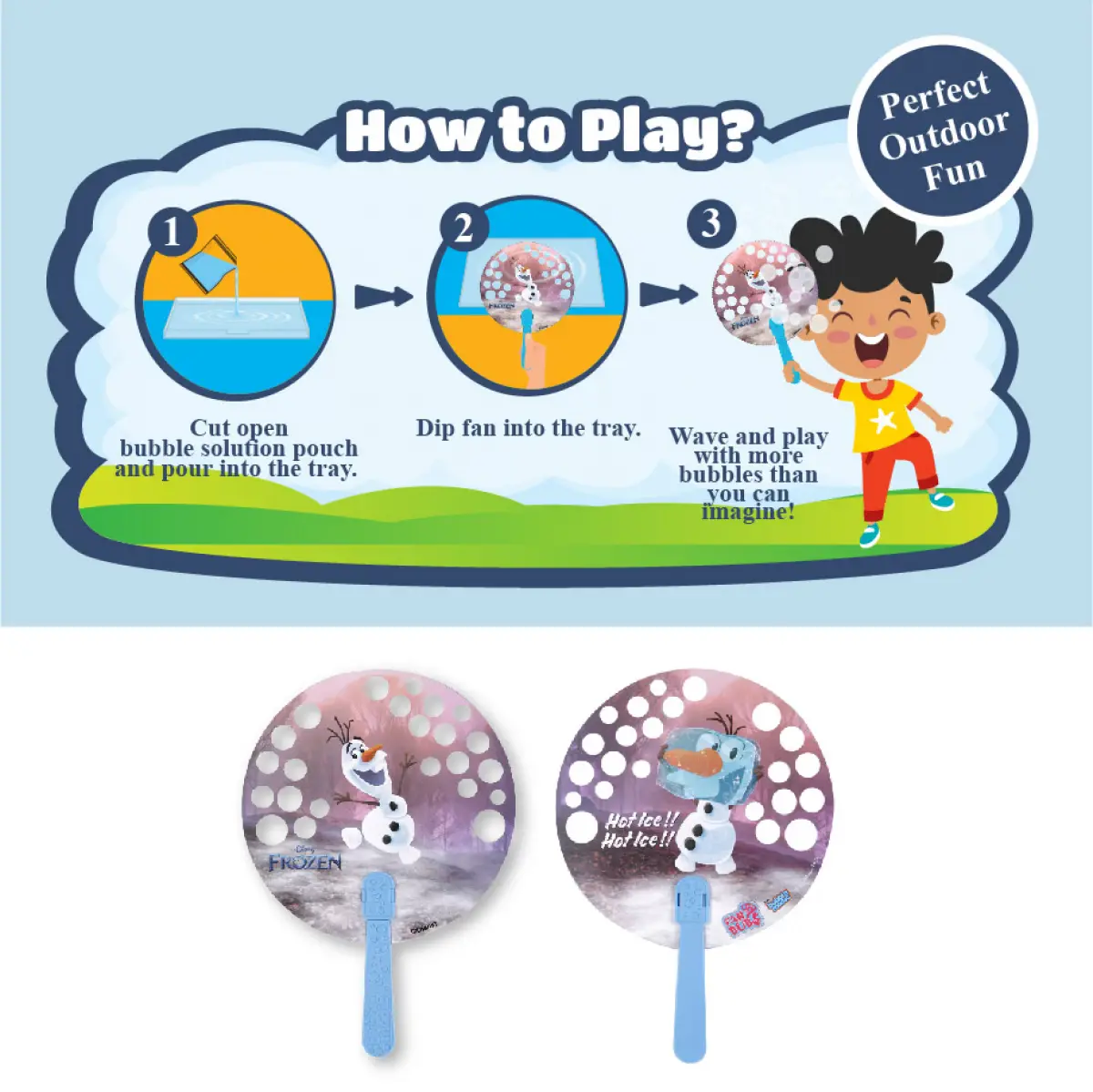 Bubble Magic Fan Bubs Olaf Frozen Theme Bubble Solution For Kids of Age 3Y+, Multicolour