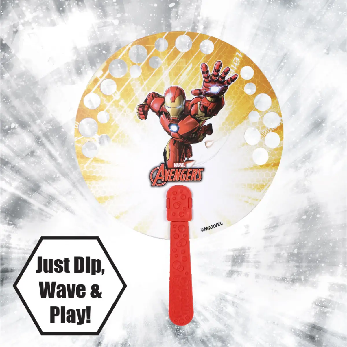Bubble Magic Fan Bubs Iron Man Theme Bubble Solution For Kids of Age 3Y+, Multicolour