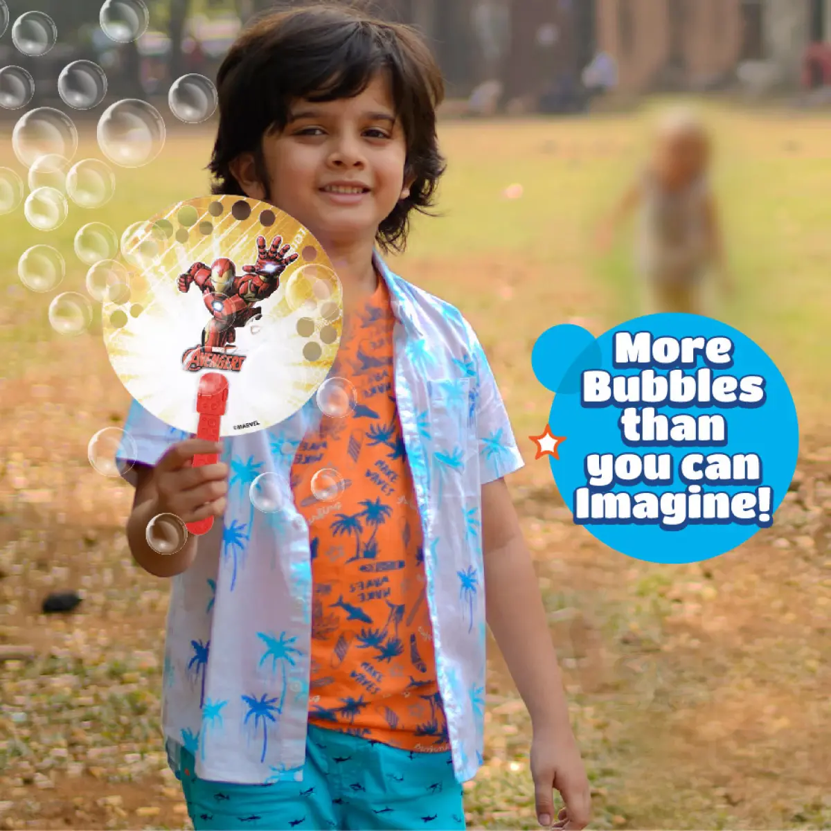Bubble Magic Fan Bubs Iron Man Theme Bubble Solution For Kids of Age 3Y+, Multicolour