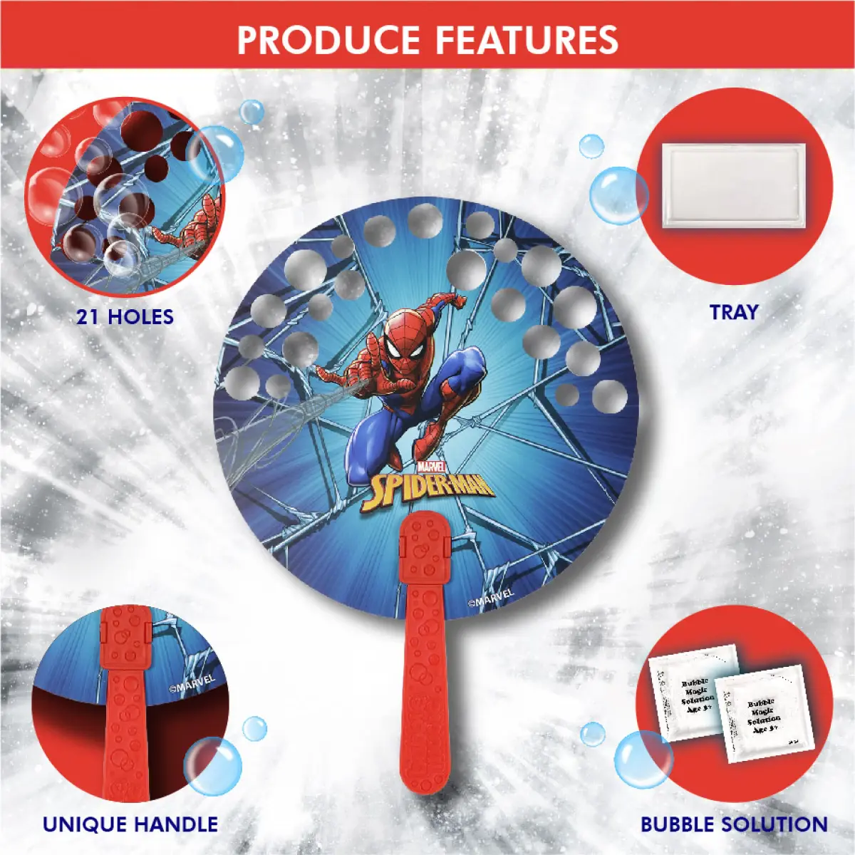Bubble Magic Fan Bubs Spiderman Theme Bubble Solution For Kids of Age 3Y+, Multicolour