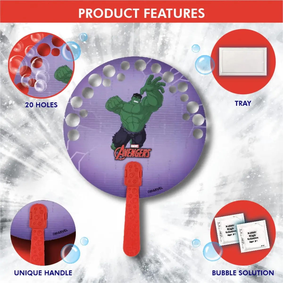 Bubble Magic Fan Bubs Hulk Theme Bubble Solution For Kids of Age 3Y+, Multicolour