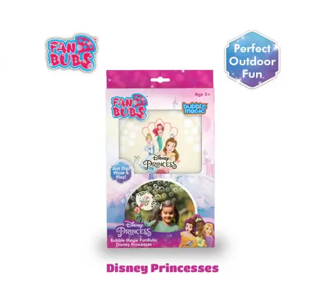 Bubble Magic Fan Bubs Disney Princesses Theme Bubble Solution Assortment 1 For Kids of Age 3Y+ , Multicolour