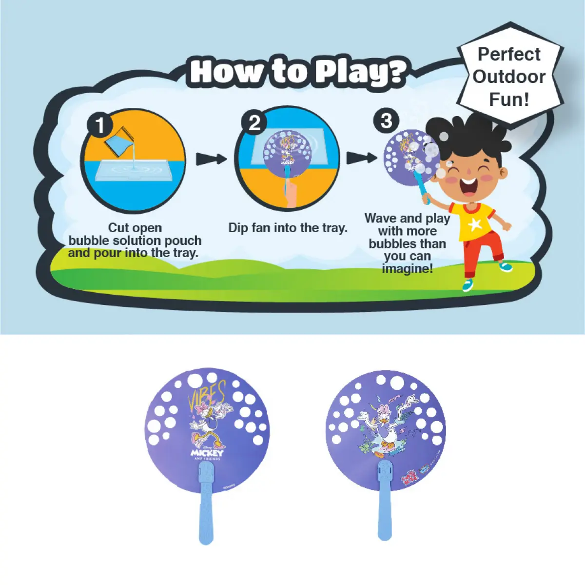 Bubble Magic Fan Bubs Daisy Duck Bubble Solution For Kids of Age 3Y+, Multicolour