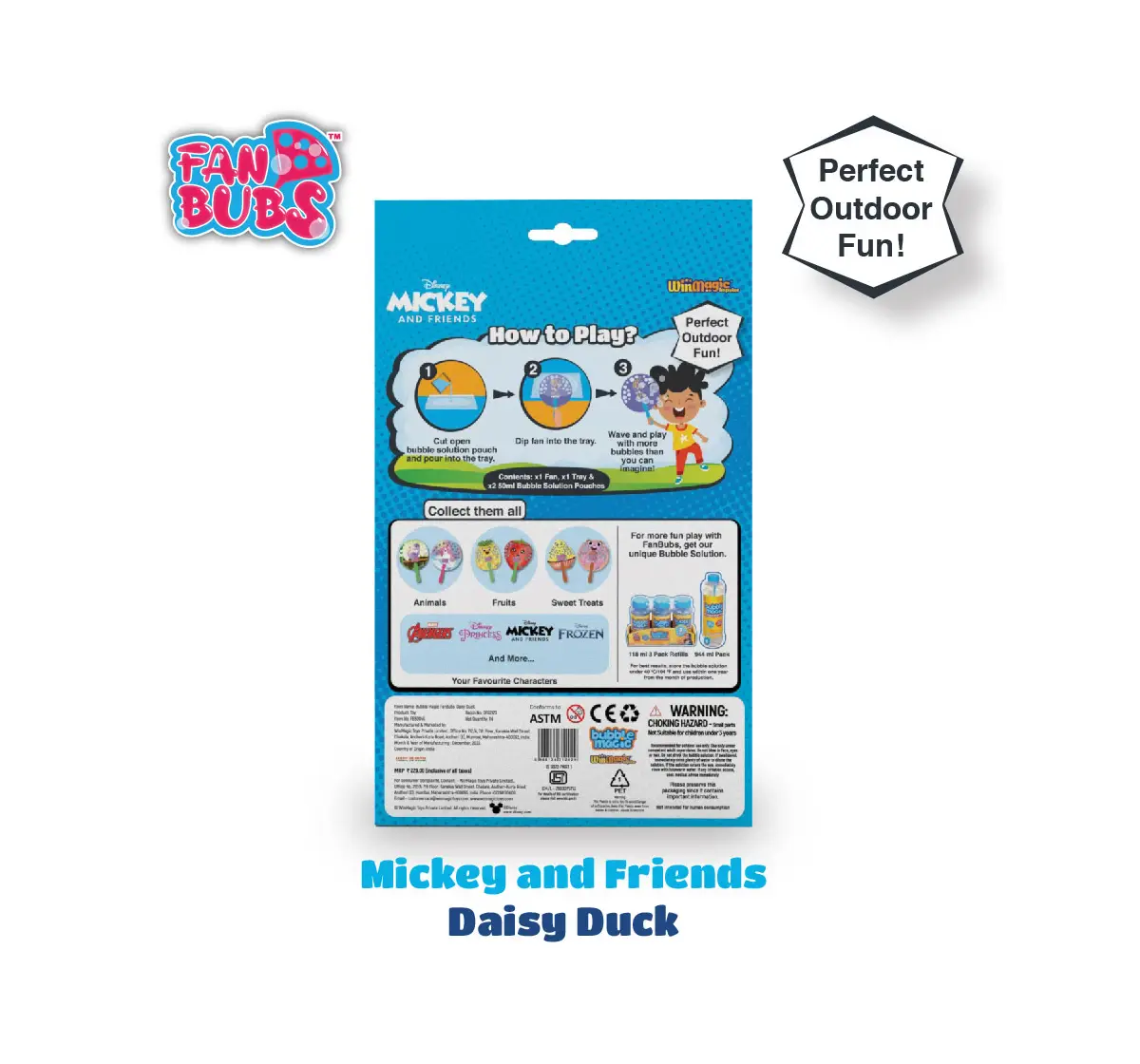 Bubble Magic Fan Bubs Daisy Duck Bubble Solution For Kids of Age 3Y+, Multicolour