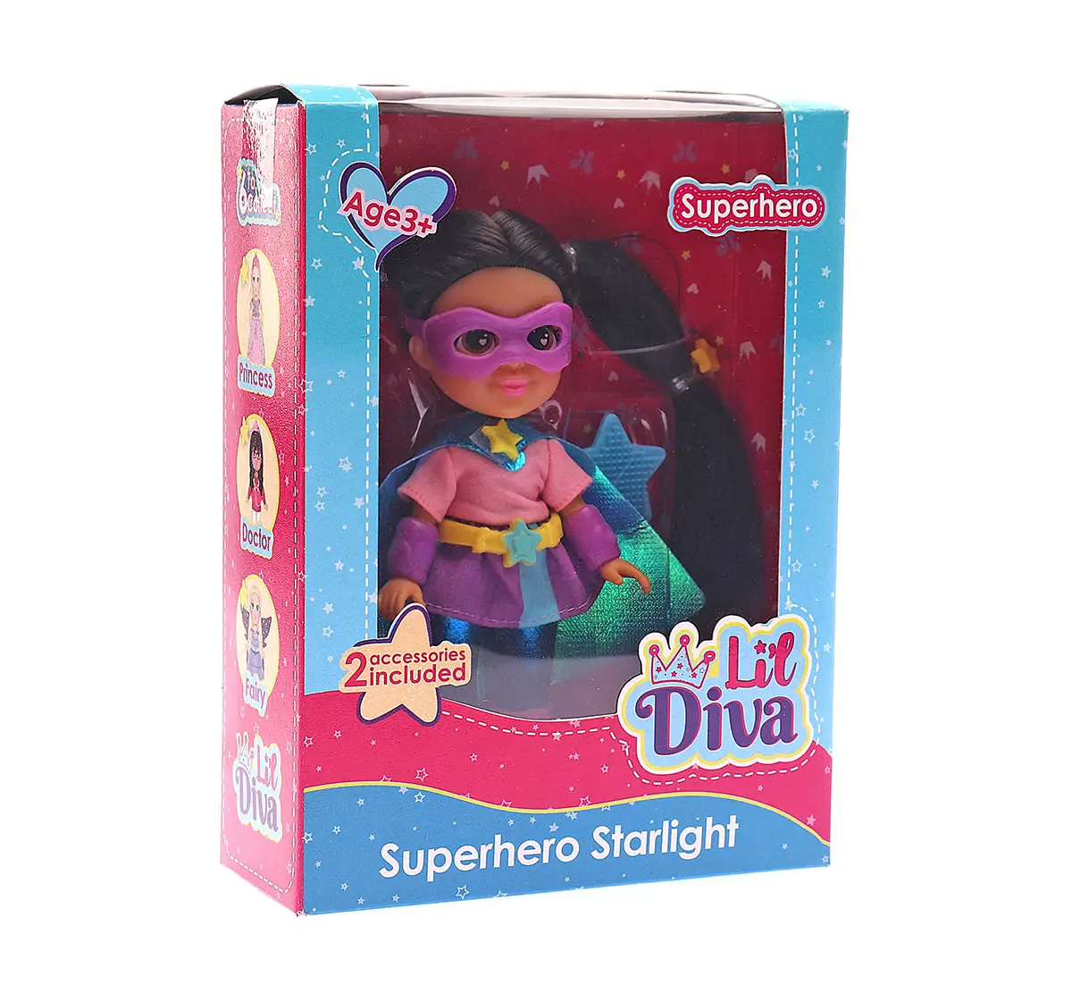 Li'l Diva Superhero Starlight 6" Doll For Kids of Age 2Y+, Multicolour
