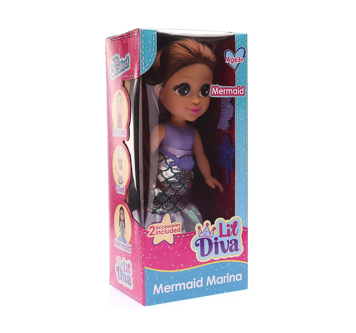 Li'l Diva Mermaid Marina 13" Doll For Kids of Age 2Y+, Multicolour