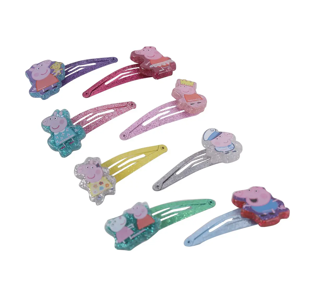 Li'l Diva Peppa Pig Hair Clips Pack of 8 For Girls of Age 3Y+, Multicolour