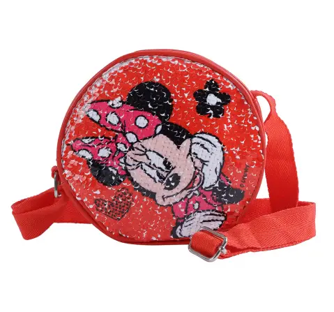 Li'l Diva Minnie Mouse Multipurpose Sequin Sling Bag Red For Girls of Age 3Y+, Multicolour
