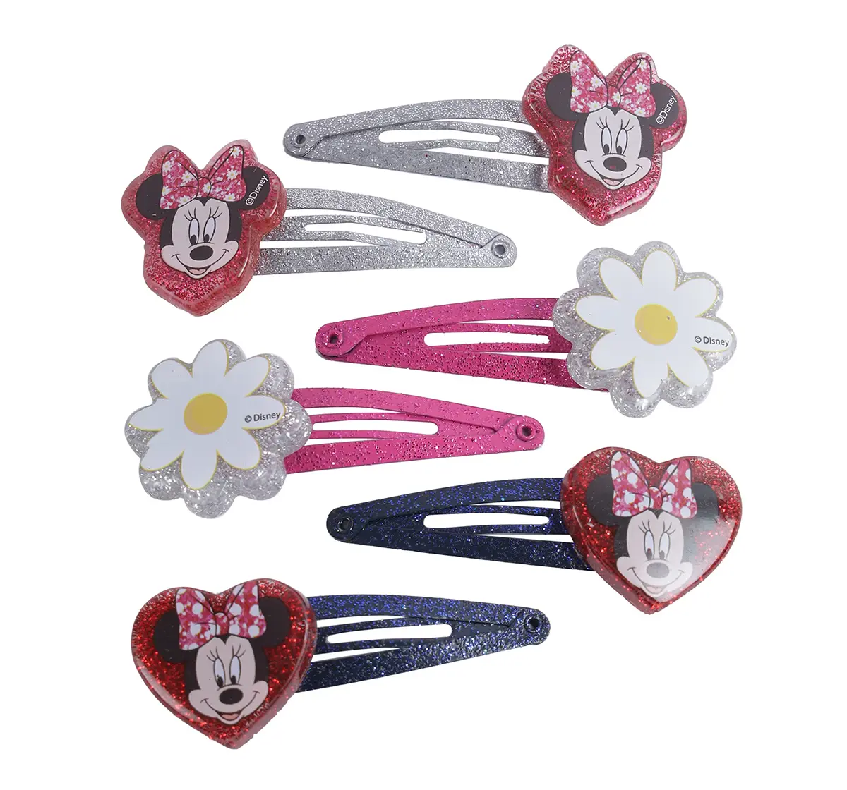 Li'l Diva Minnie Mouse Hair Clips Pack of 6 For Girls of Age 3Y+, Multicolour
