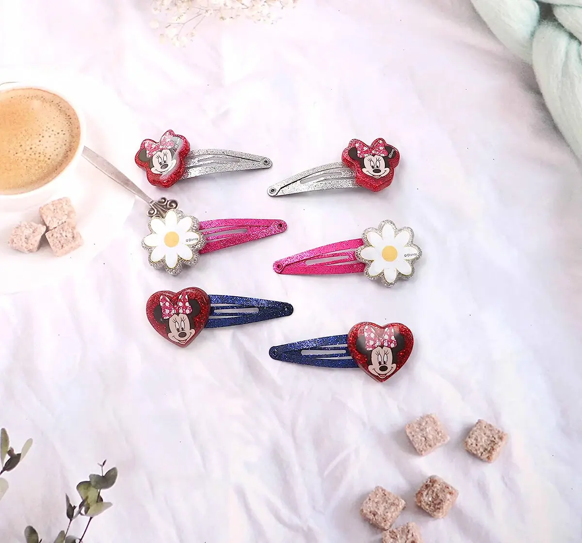 Li'l Diva Minnie Mouse Hair Clips Pack of 6 For Girls of Age 3Y+, Multicolour