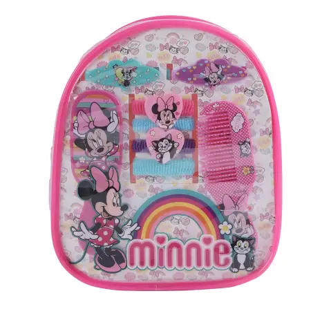 Li'l Diva Minnie Mouse Fashion Accessories Set of 8 with Bag Pink For Girls of Age 3Y+, Multicolour