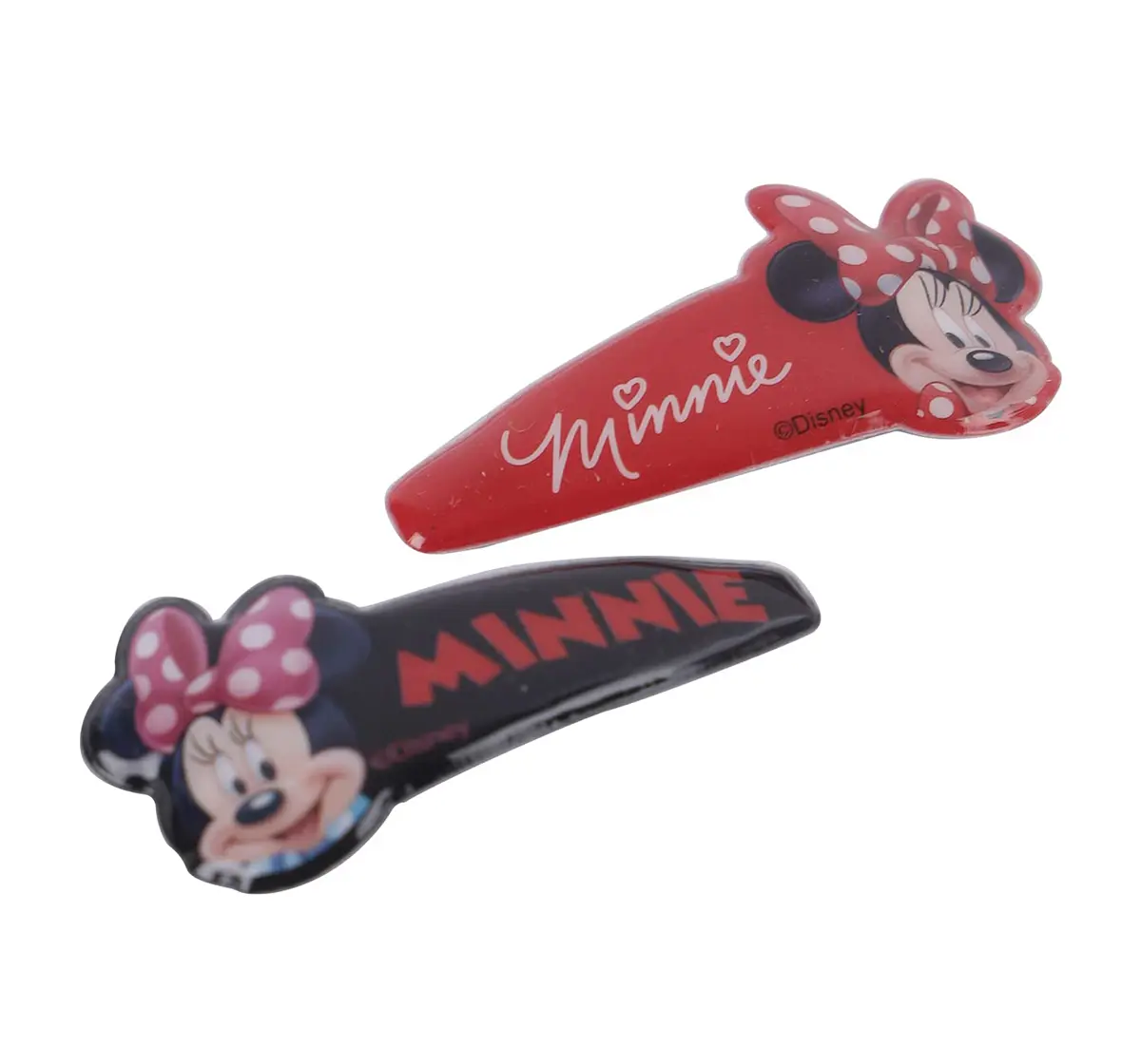 Li'l Diva Minnie Mouse Hair Clips with Bow Pack of 2 Red and Black For Girls of Age 3Y+, Multicolour