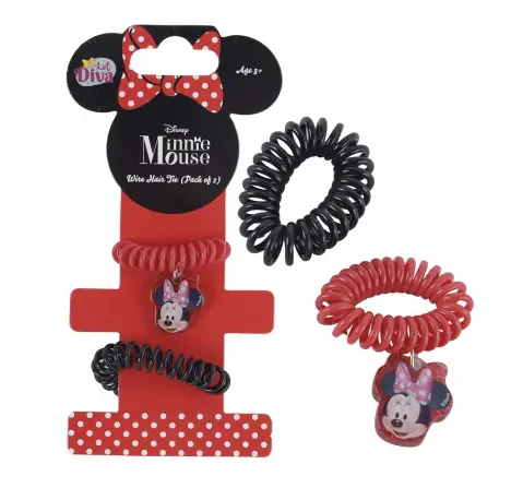 Li'l Diva Minnie Mouse Wire Bands Pack of 2 Red and Black For Girls of Age 3Y+, Multicolour