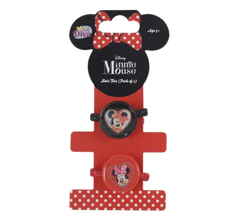 Li'l Diva Minnie Mouse Hair Pins Pack of 2 Red and Black For Girls of Age 3Y+, Multicolour