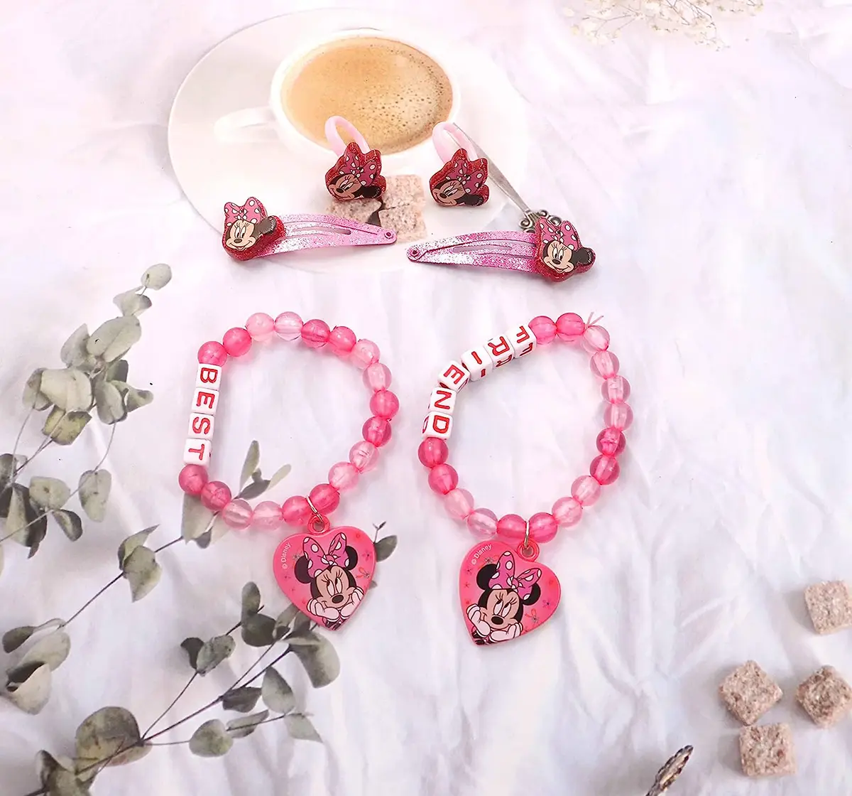 Li'l Diva Minnie Mouse Hair Accessories Pack of 6 Pink For Girls of Age 3Y+, Multicolour