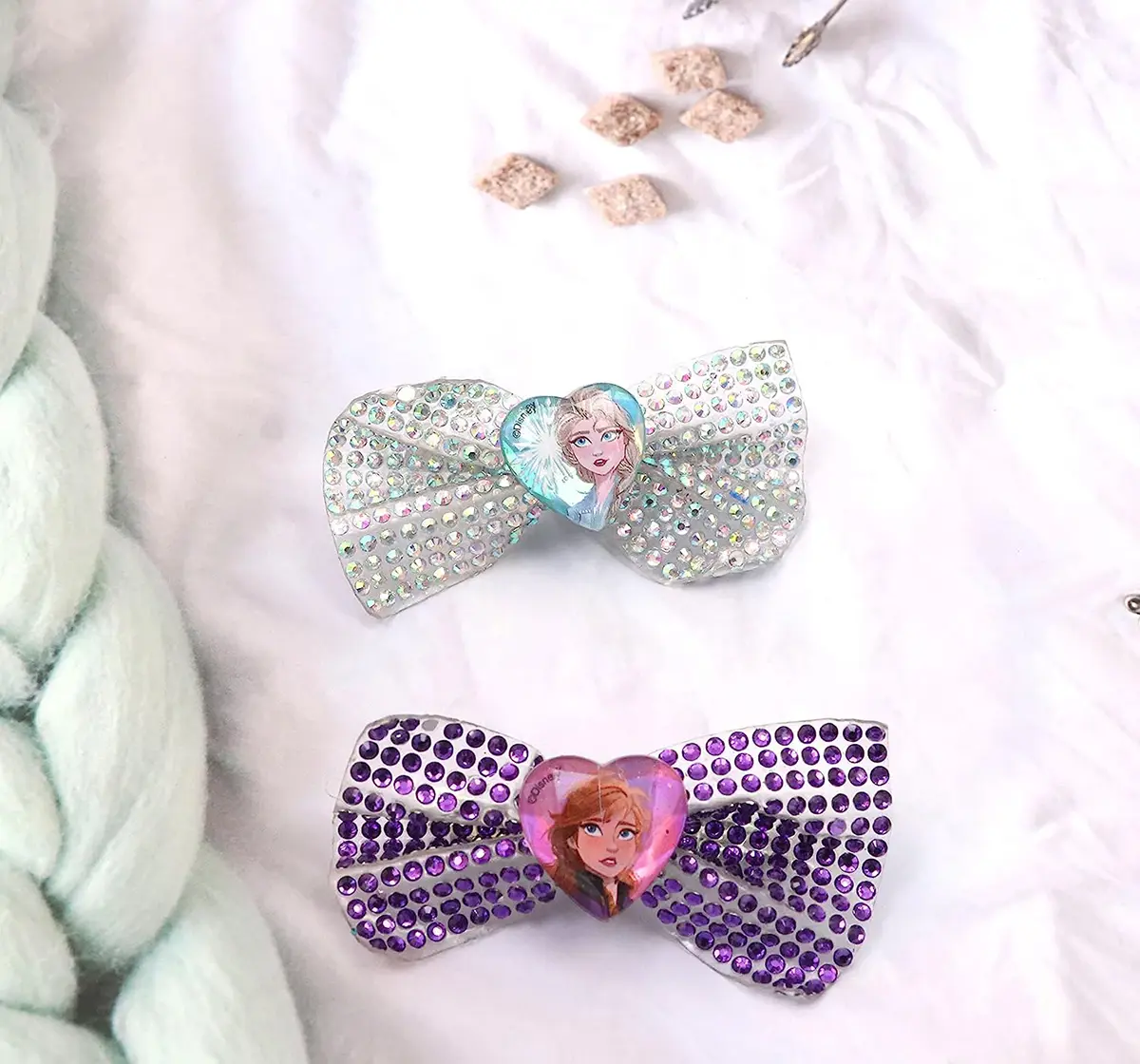 Li'l Diva Disney Frozen 2 Diamond Bow Clips Pack of 2 For Girls of Age 3Y+, Multicolour