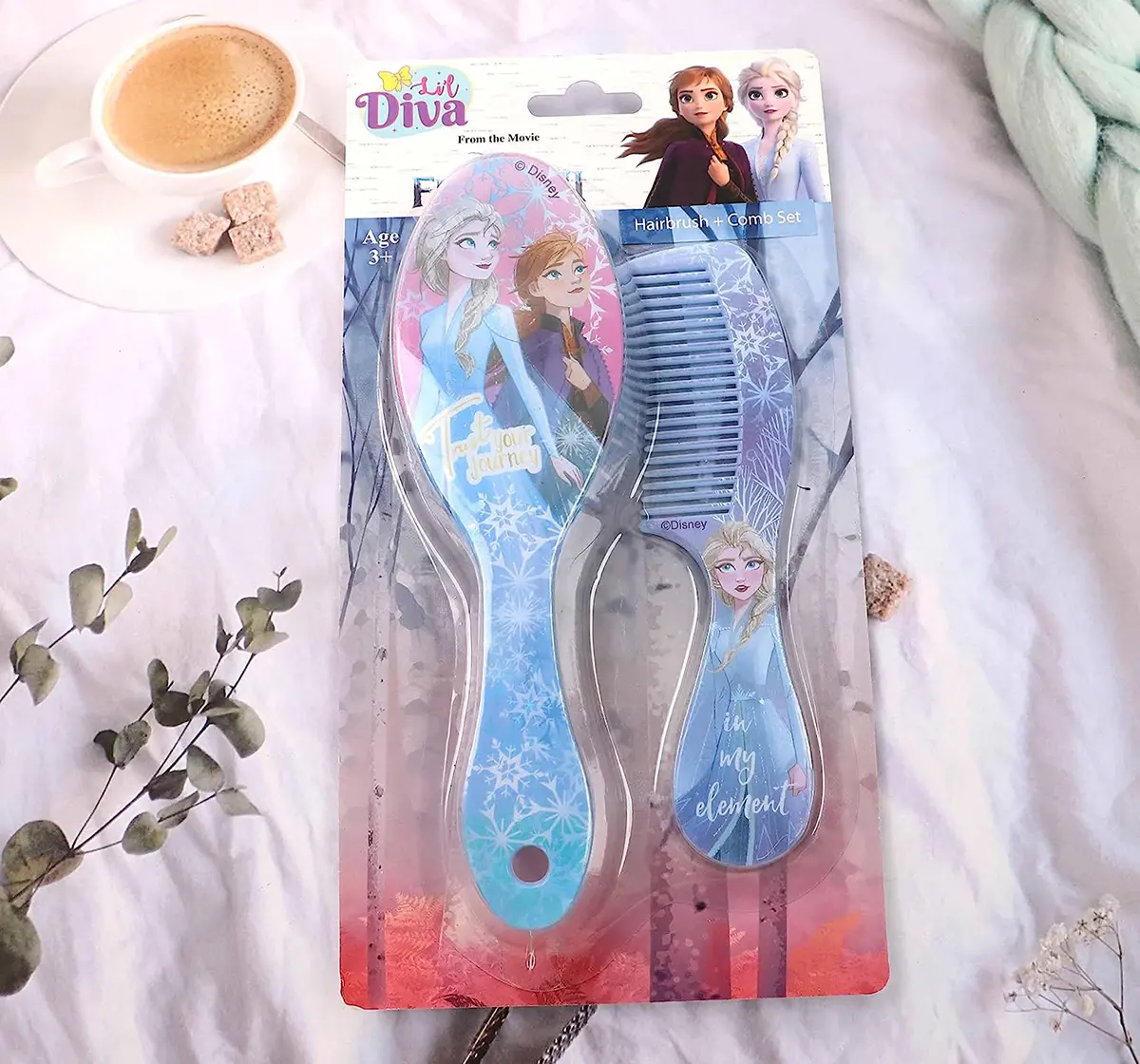 Li'l Diva Disney Frozen 2 Hairbrush and Comb Pack of 2 For Girls of Age 3Y+, Multicolour