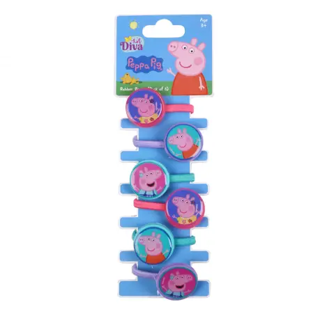 Li'l Diva Peppa Hair Rubber Bands Pack of 6 For Girls of Age 3Y+, Multicolour