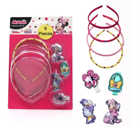 Li'l Diva Disney Minnie Mouse and Daisy Headband and Clips Set For Girls Ages 3Y+, Multicolour