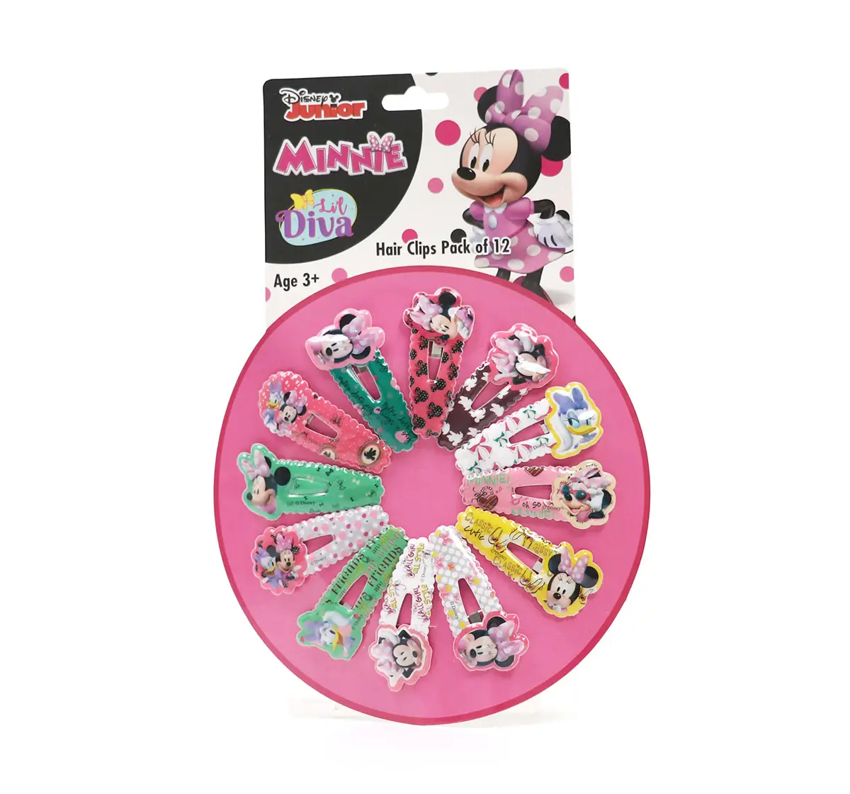 Li'l Diva Minnie Mouse Hair Clips Pack of 12 For Girls Ages 3Y+, Multicolour