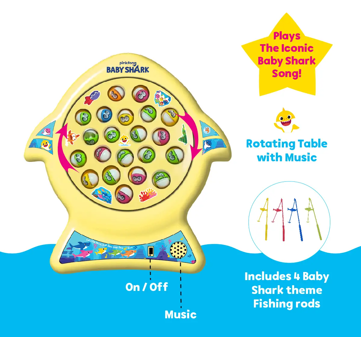 Li'l Wizards Baby Shark Sing and Go Fishing Game For Kids of Age 4Y+, Multicolour