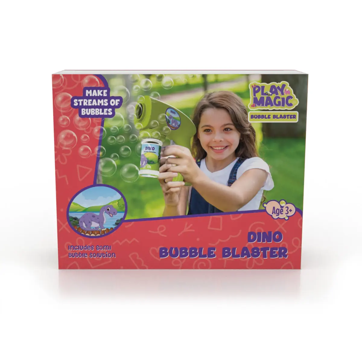PlayMagic Bubble Blaster Dino Green For Kids of Age 3Y+, Multicolour