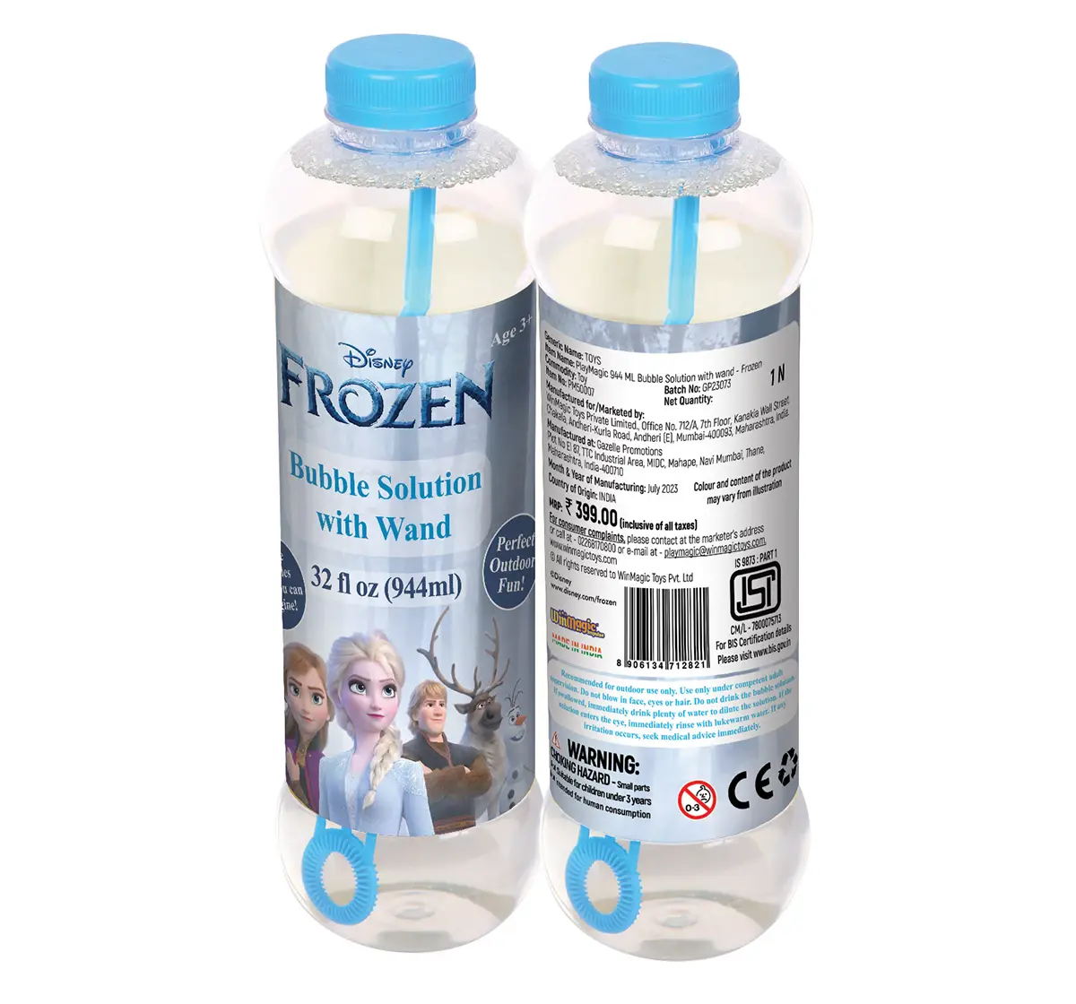 PlayMagic 944 ML Bubble Solution With Wand Frozen For Kids of Age 3Y+, Multicolour