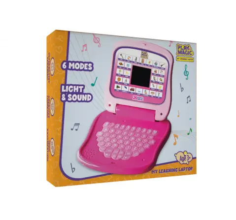 PlayMagic My Learning Toy Laptop Pink For Kids of Age 3Y+, Multicolour