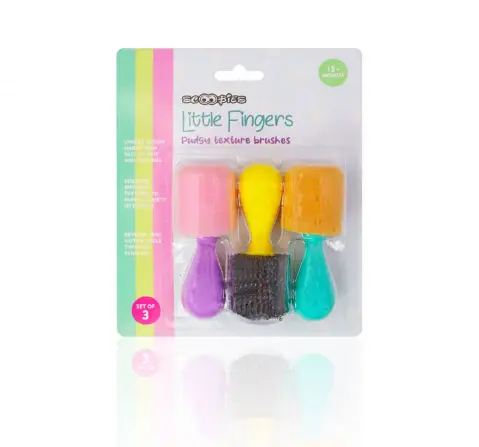 Scoobies Little Fingers Pudgy Texture Brushes Set of 3 Multicolour, 4Y+