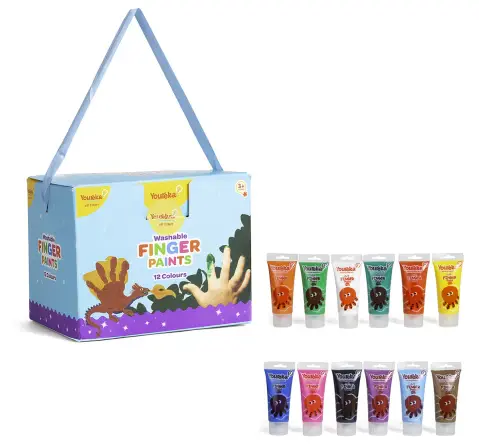 Youreka Washable Finger Paints, Art & Craft Kits for Kids, Pack of 12, 3Y+