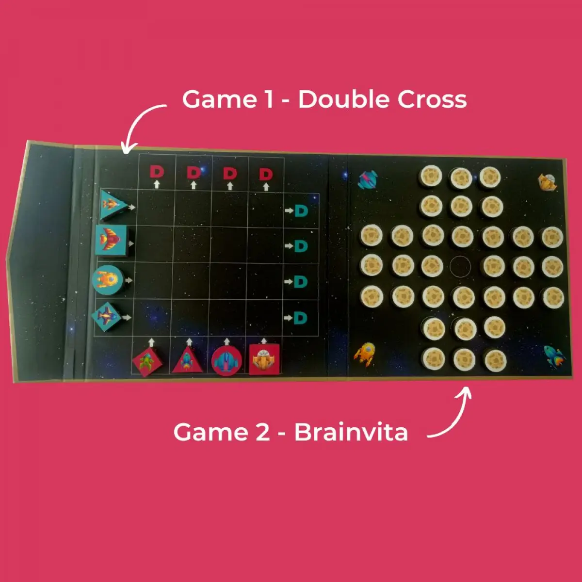 Toykraftt Magnalogix Magnetic Travel Games Double Cross & Brainvita - 2 in 1 Multicolour, 7Y+