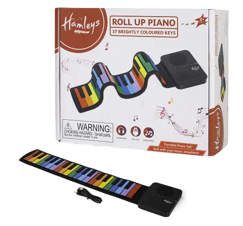 Hamleys Rainbow Roll Up Portable Piano with Headset, 37 Keys, 4Y+