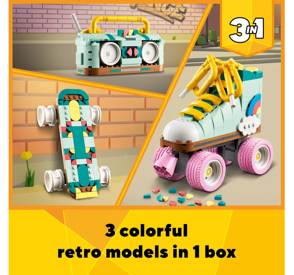 Lego Creator Retro Roller Skate 3 In 1 Toy 31148 Multicolour For Kids Ages 8Y+ (342 Pieces) 