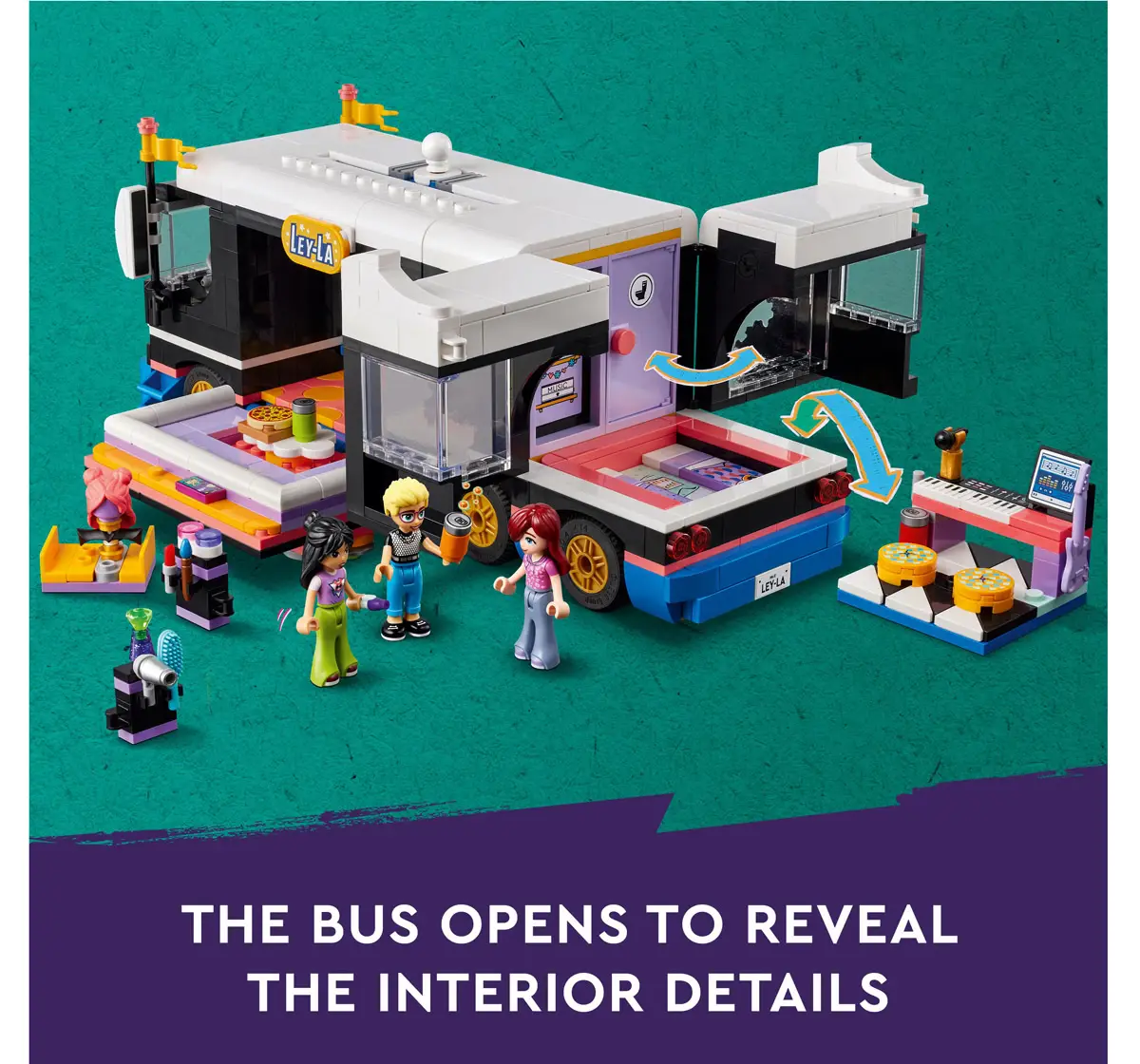 Lego Friends Pop Star Music Tour Bus Toy 42619 Multicolour For Kids Ages 8Y+ (845 Pieces) 