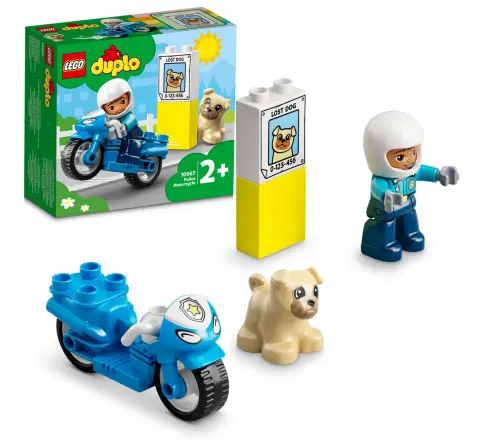 Lego Duplo Rescue Police Motorcycle 10967 Building Toy Multicolour For Kids Ages 2Y+ (5 Pieces)