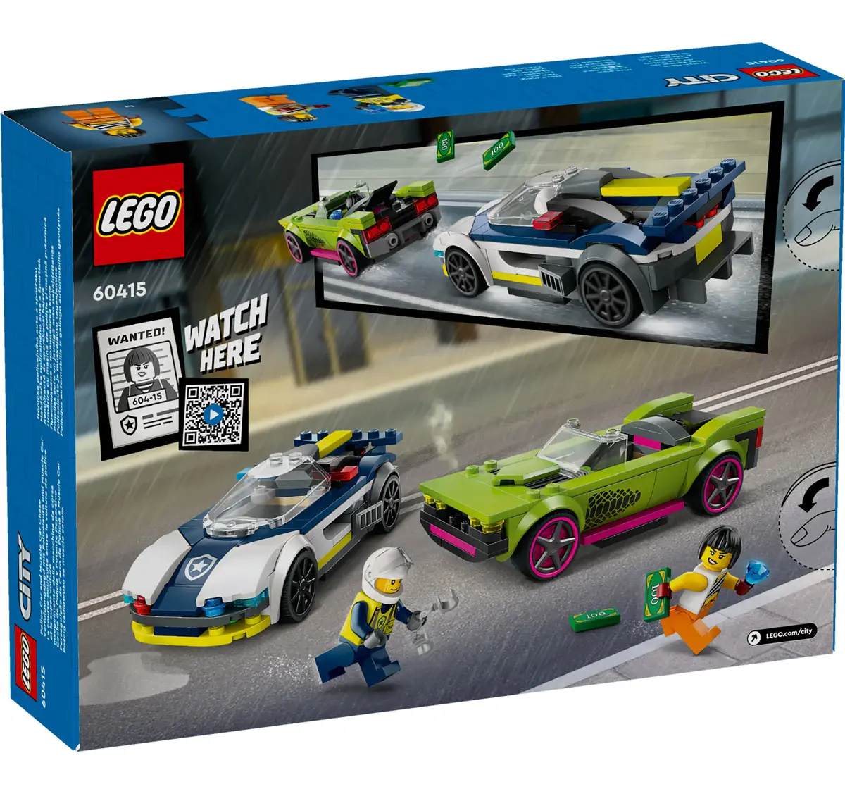 Lego City Police Car And Muscle Car Chase Set 60415 Multicolour For Kids Ages 6Y+ (213 Pieces) 