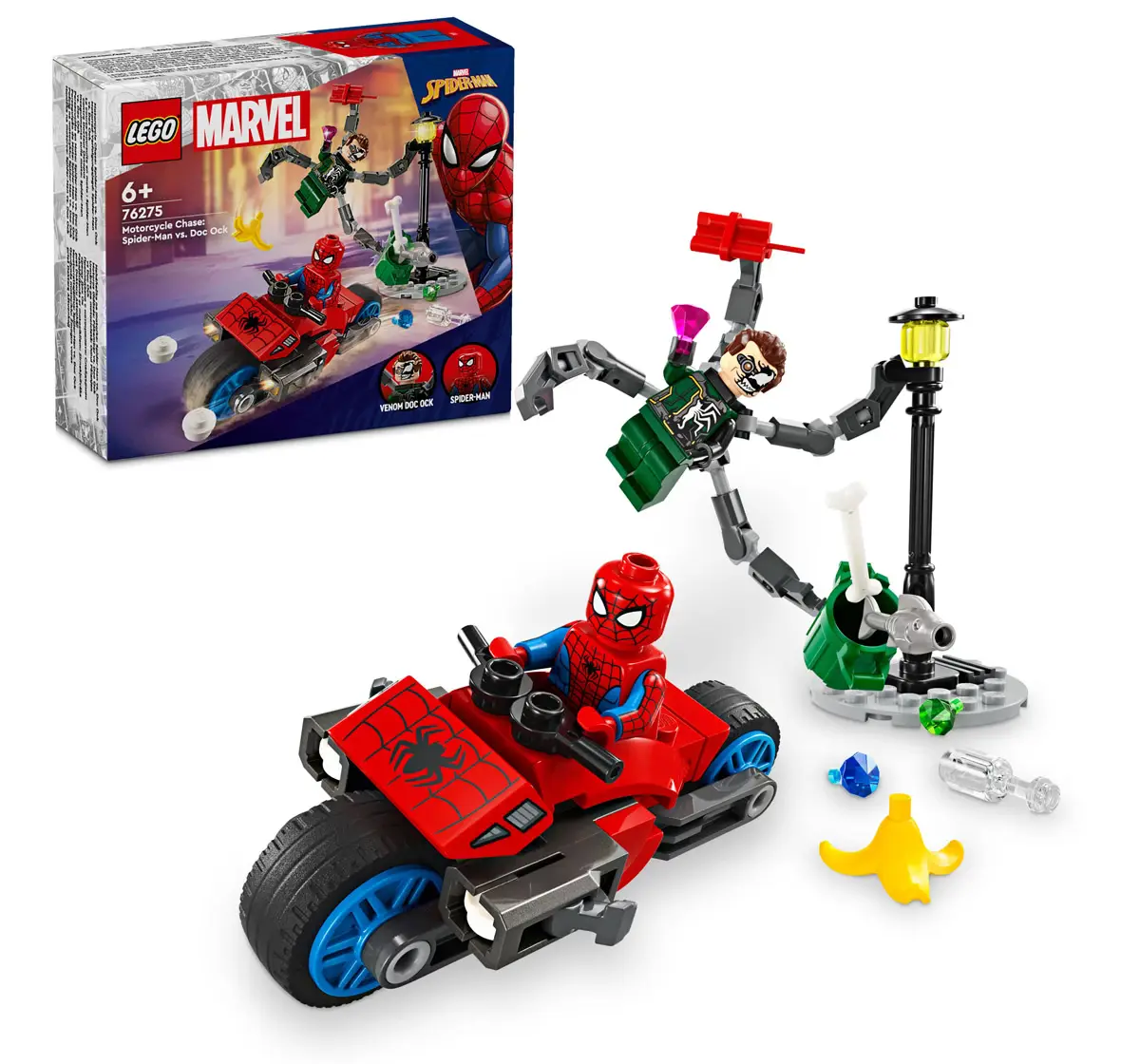 LEGO Marvel Motorcycle Chase: Spider-Man Vs. Doc Ock 76275 Multicolour For Kids Ages 6Y+ (77 Pieces) 