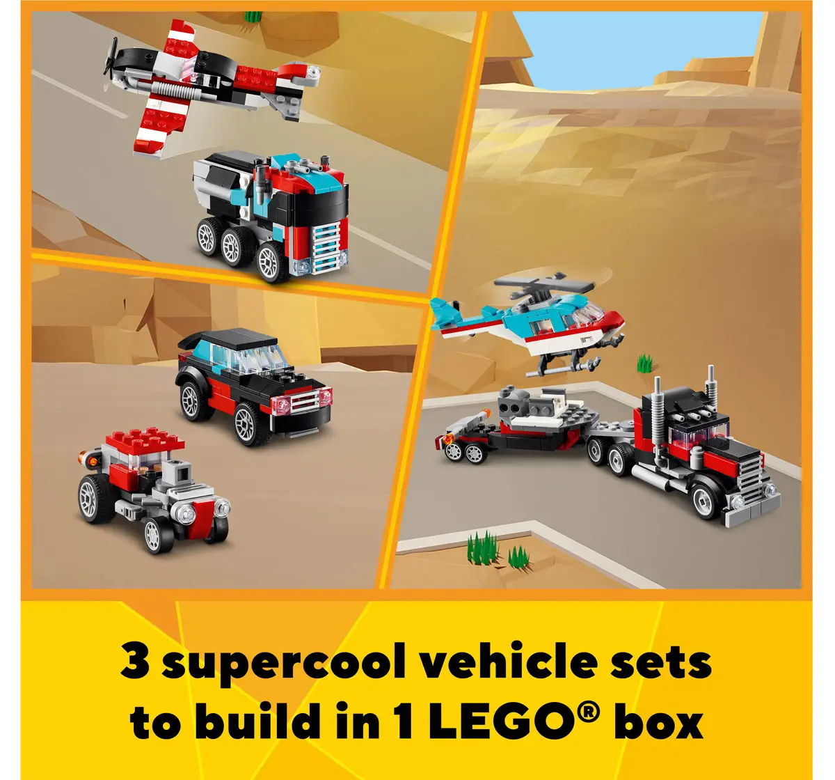 Lego Creator Flatbed Truck With Helicopter Toy 31146 Multicolour For Kids Ages 7Y+ (270 Pieces) 